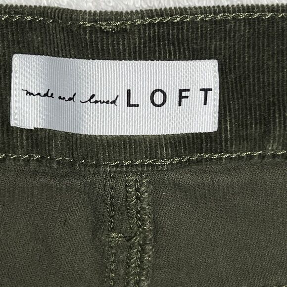 LOFT High Waist Skinny Corduroy Pants Women's 10 Green Stretch Cotton - Picture 5 of 15